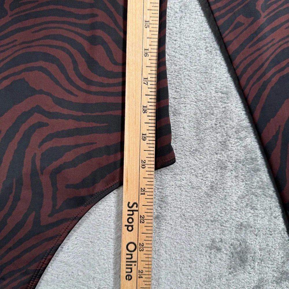 Express Body Contour Zebra Thong Bodysuit‎ Animal Print Stretch Top Layer S Club